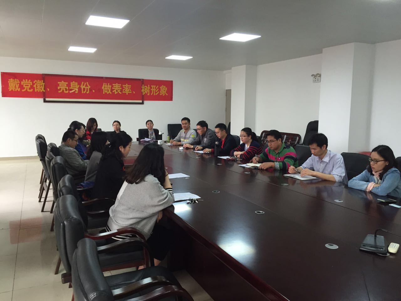 体育产业系召开党员大会启动戴党徽活动,党总支书记张敏玲做活动要求